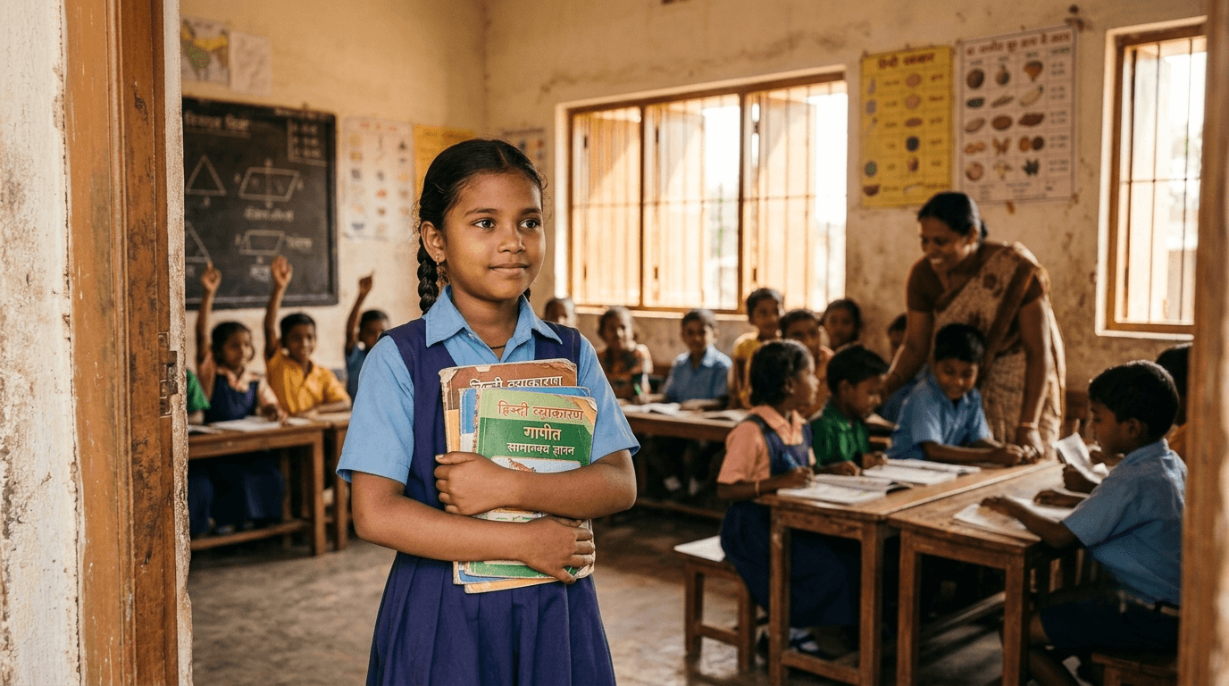 Child entering classroom