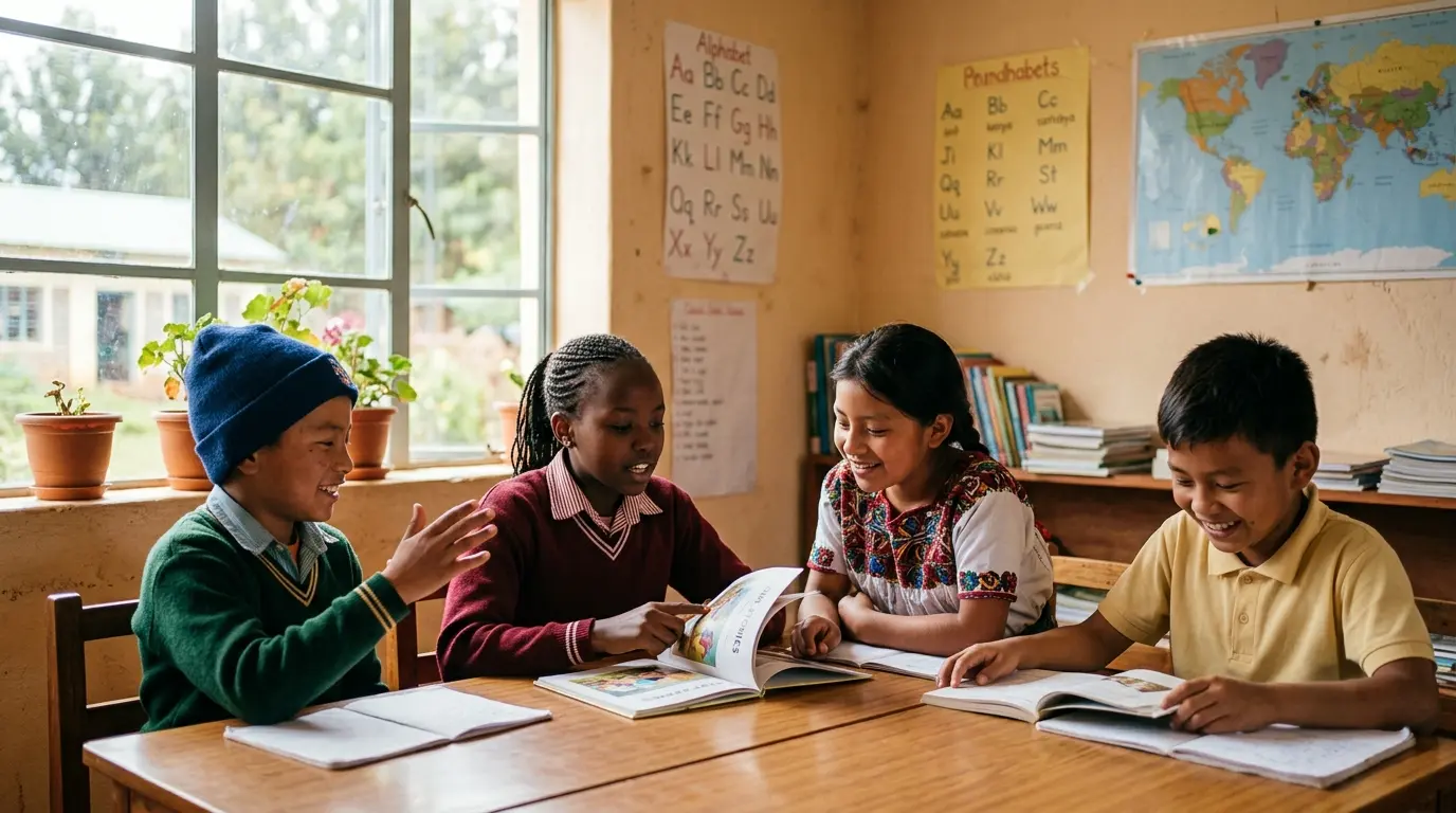Children eager to learn in a vibrant classroom